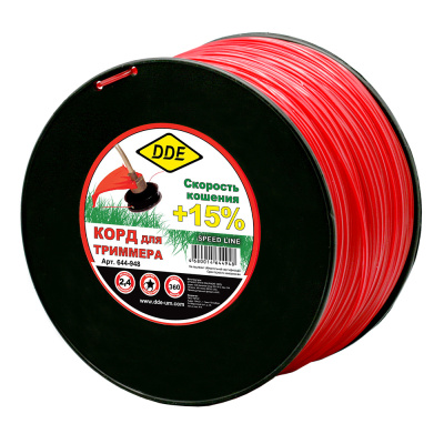 Корд триммерный на катушке DDE "Speed line" (звезда) 2,4 мм х 360 м, красный