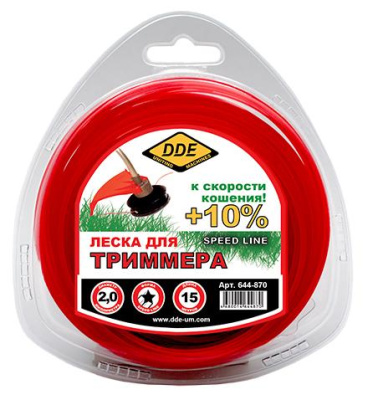Корд триммерный в блистере DDE "Speed line" (звезда) 2,0 мм х 15 м, красный