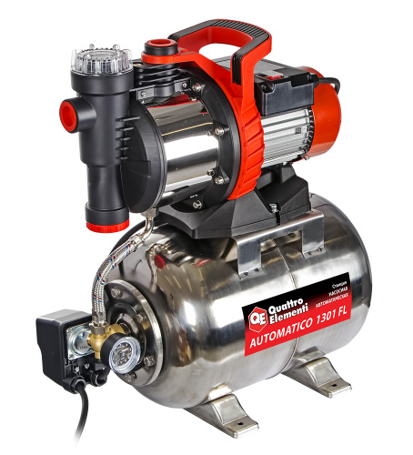 Насосная станция QUATTRO ELEMENTI Automatico 1301 FL Inox (1300 Вт, 4600 л/ч, для чистой, 50 м, 16,2
