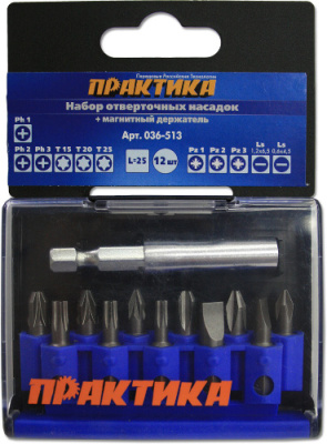 Набор бит ПРАКТИКА "Профи" 12шт PH 3шт PZ 3шт Torx 3шт LS 2шт x 25мм держатель, кассета * Набор бит ПРАКТИКА "Профи" 12шт PH 3шт PZ 3шт Torx 3шт LS 2шт x 25мм держатель, кассета *