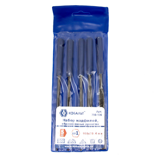 Набор надфилей КОБАЛЬТ № 1, 160х 70х4 мм, обрезиненные рукоятки (5 шт.) чехол  1/10