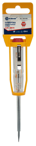Отвертка индикаторная КОБАЛЬТ 140 мм, 110-250 В, CR-V, (1 шт.) подвес