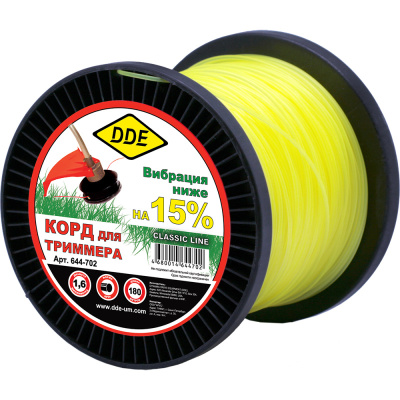 Корд триммерный на катушке DDE "Classic line" (круг) 1,6 мм х 180 м, желтый
