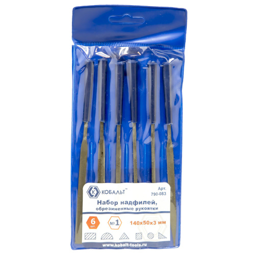 Набор надфилей КОБАЛЬТ № 1, 140х 50х3 мм, обрезиненные рукоятки (6 шт.) чехол 1/9