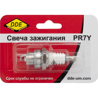 Свеча зажигания DDE - PR7Y (Champion RCJ7, Bosch WR11EO, NGK BR2LM) бензопилы, триммеры, мотобуры