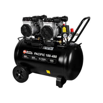 Компрессор поршневой безмасляный QUATTRO ELEMENTI PACIFIC 100-480 (480 л/мин, 100 л, 3.5 л.с, 8 бар)