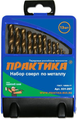 Набор сверл по металллу в металлической кассете ПРАКТИКА DIY 1,5-6,5мм 13шт*