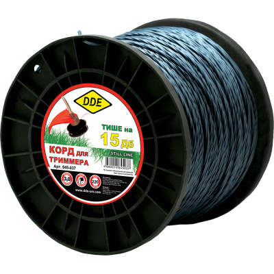 Корд триммерный на катушке DDE "Still line" (витой квадрат) 3,0 мм х 220 м, голубой