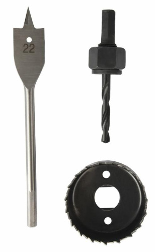 Набор для установки замков ПРАКТИКА : коронка 55 х 20 мм, перовое сверло 22 мм блистер**