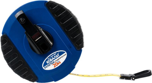Рулетка геодезическая КОБАЛЬТ 20м x 13мм закрытый корпус (фибергласовая лента)*