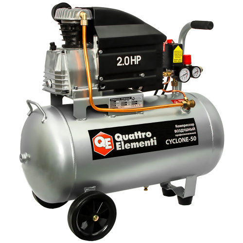 Компрессор поршневой масляный QUATTRO ELEMENTI CYCLONE-50 (240 л/мин, 50л, 2л.с, 8 бар, 32,5кг)