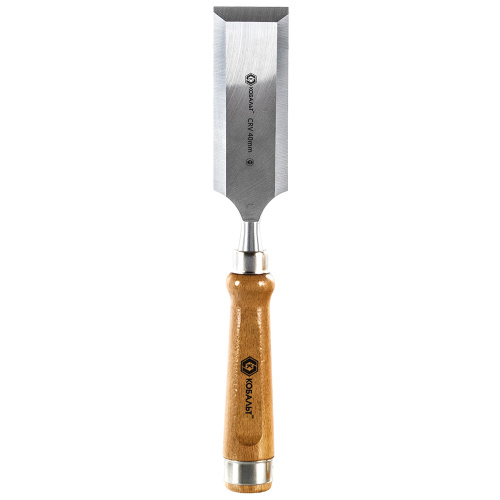 Стамеска плоская КОБАЛЬТ 40 х 140 мм, CR-V, деревянная рукоятка (1 шт.)  подвес 1/6