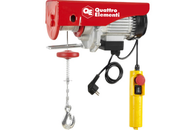 Таль электрическая QUATTRO ELEMENTI TL-500 (1100Вт, 250/500кг, трос 12м, блок полиспаст в компл.)