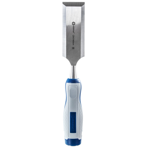 Стамеска плоская КОБАЛЬТ 40 х 140 мм, CR-V, двухкомпонентная рукоятка (1 шт.) блистер 1/6