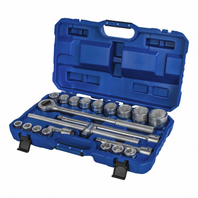 Набор головок торцевых КОБАЛЬТ с трещоткой 3/4", 21 ПРЕДМЕТ, CR-V, кейс