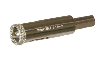 Коронка алмазная ПРАКТИКА "Профи" по керамограниту/керамике 16х70мм, пилотное сверло, (1шт) блистер