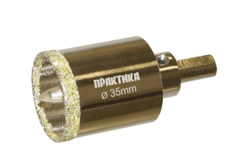 Коронка алмазная ПРАКТИКА "Профи" по керамограниту/керамике 35х70мм, пилотное сверло, (1шт) блистер