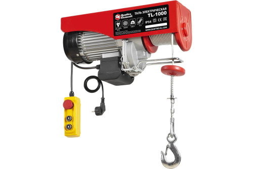 Таль электрическая QUATTRO ELEMENTI TL-1000 (1600Вт, 500/1000кг, трос 12м, блок полиспаст в компл.)