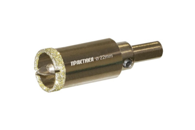 Коронка алмазная ПРАКТИКА "Профи" по керамограниту/керамике 22х70мм, пилотное сверло, (1шт) блистер Коронка алмазная ПРАКТИКА "Профи" по керамограниту/керамике 22х70мм, пилотное сверло, (1шт) блистер