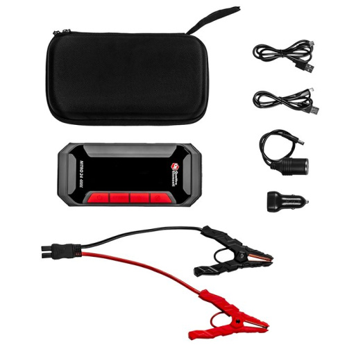 Пусковое устройство QUATTRO ELEMENTI Nitro 24 (12В, 24000 мАч, 2000 А, Type-C, USB-A,дисплей,фонарь)