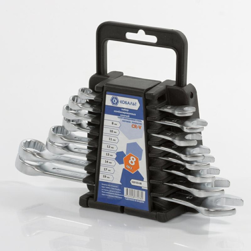 Набор ключей комбинированных КОБАЛЬТ 8,10-14,17,19 мм (8 шт.) держатель 1/24