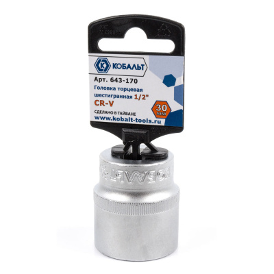 Головка торцевая КОБАЛЬТ 1/2", 30 мм, Cr-V (1 шт.) подвес