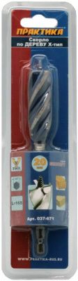 Сверло по дереву Х-тип ПРАКТИКА 20 х 165 мм (1шт.) блистер Сверло по дереву Х-тип ПРАКТИКА 20 х 165 мм (1шт.) блистер