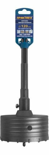 Коронка твердосплавная ПРАКТИКА SDS-Max ударная 120 мм (1шт.) клипса*