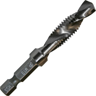 Сверло метчик ПРАКТИКА М10 шаг 1,5, длина 72 мм, хвостовик HEX 1/4', блистер  Сверло метчик ПРАКТИКА М10 шаг 1,5, длина 72 мм, хвостовик HEX 1/4', блистер