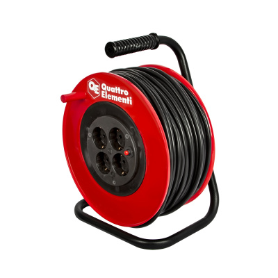 Удлинитель силовой УС-4 40 метров, провод ПВС 3х1,5 мм2, 4 розетки, катушка пластик