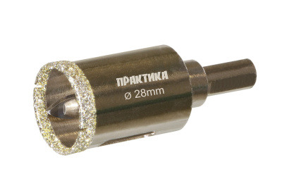 Коронка алмазная ПРАКТИКА "Профи" по керамограниту/керамике 28х70мм, пилотное сверло, (1шт) блистер Коронка алмазная ПРАКТИКА "Профи" по керамограниту/керамике 28х70мм, пилотное сверло, (1шт) блистер
