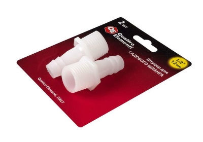 Штуцер для шланга QUATTRO ELEMENTI внеш. резьба 1/2" - "ёлочка" 12 мм, 2шт, пластик 