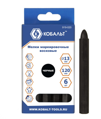 Мелки маркировочные КОБАЛЬТ восковые, чёрные, 120 мм (6 шт.) коробка Мелки маркировочные КОБАЛЬТ восковые, чёрные, 120 мм (6 шт.) коробка