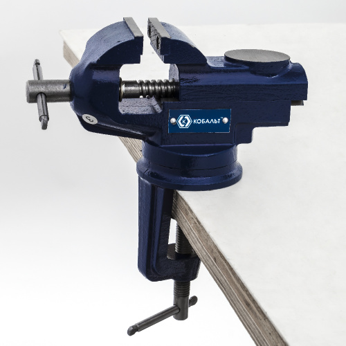 Тиски слесарные поворотные КОБАЛЬТ настольные, ширина губок 50 мм,  захват 60 мм, 2.2 кг, наковальня