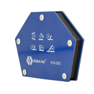 Угольник магнитный КОБАЛЬТ 115 х 90 мм,  на 6 углов (30, 45, 60, 75, 90, 135) , магнит до 22 кг (1 ш