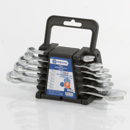 Набор ключей комбинированных КОБАЛЬТ 8,10,12-14,17 мм (6 шт.) держатель1/40