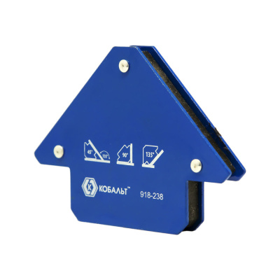 Угольник магнитный КОБАЛЬТ "Стрелка" 80 мм на 3 угла (45, 90, 135), магнит до 11 кг (1 шт.) блистер