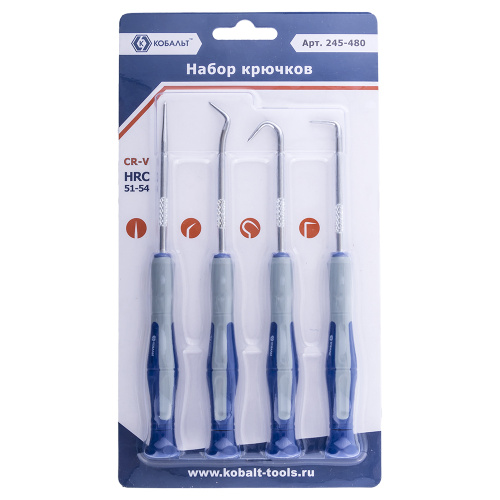 Набор крючков КОБАЛЬТ для слесарных работ, CR-V (4 шт.) блистер