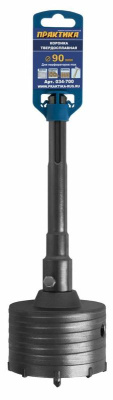 Коронка твердосплавная ПРАКТИКА SDS-Max ударная  90 мм (1шт.) клипса Коронка твердосплавная ПРАКТИКА SDS-Max ударная  90 мм (1шт.) клипса