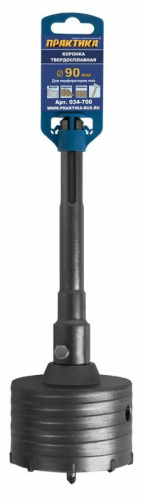 Коронка твердосплавная ПРАКТИКА SDS-Max ударная  90 мм (1шт.) клипса
