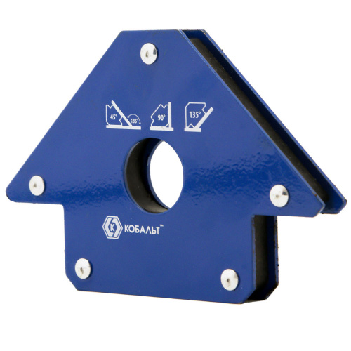 Угольник магнитный КОБАЛЬТ "Стрелка", 120 мм,  на 3 угла (45, 90, 135), магнит до 34 кг (1 шт.) блис