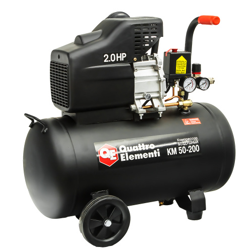 Компрессор поршневой масляный QUATTRO ELEMENTI KM 50-200 ( 200л/мин, 50л, 2л.с, 8 бар, 29кг)*
