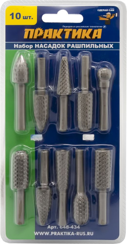Набор шарошек ПРАКТИКА "Сделай Сам" стальных по дереву 10 шт, блистер Набор шарошек ПРАКТИКА "Сделай Сам" стальных по дереву 10 шт, блистер