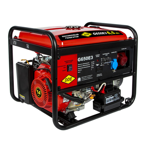 Генератор бензиновый DDE G650E3 (1+3ф 6,0/6,5 кВт бак 25 л 89 кг дв-ль 14 л.с. элстарт)