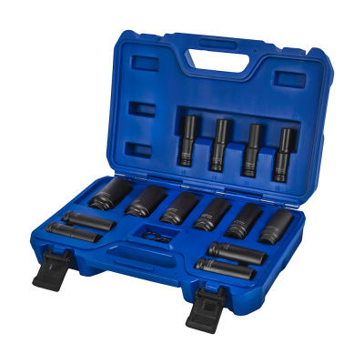 Набор головок торцевых ударных глубоких КОБАЛЬТ 1/2", 18 ПРЕДМЕТОВ: головки 14 шт. (10 - 32 мм).
