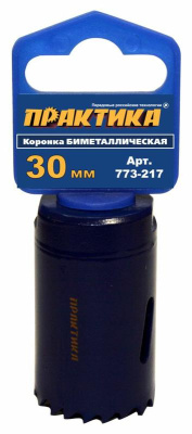 Коронка биметаллическая ПРАКТИКА  30 мм , (1шт), клипса* Коронка биметаллическая ПРАКТИКА  30 мм , (1шт), клипса*