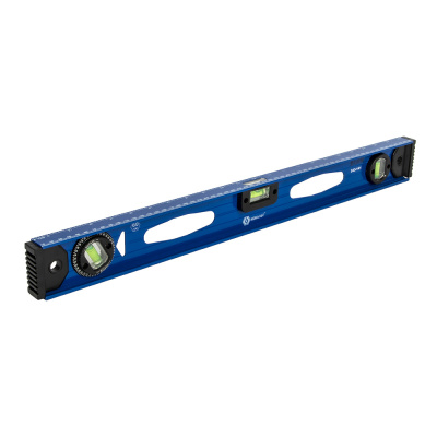 Уровень строительный КОБАЛЬТ 600 мм, профиль 25 x 60 мм, 3 глазка, 2 ручки, РЕЛЬС