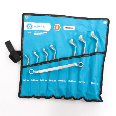 Набор ключей накидных КОБАЛЬТ 6x7,8x10,9x11,12x13,14x15,16x17,18x19,20x22 мм (8 шт.) чехол