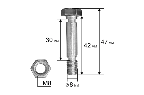 Болт срезной под гайку UNITED PARTS 8х42мм (комплект 4шт), упак