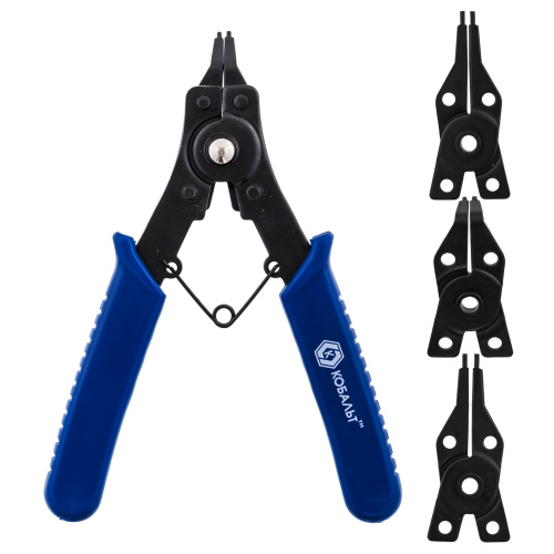 Съемник стопорных колец КОБАЛЬТ в наборе с 4 насадками (1 шт.) блистера